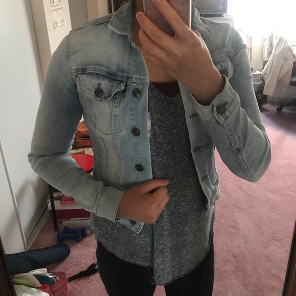 Jessica Simpson blue pixie crop denim jean jacket - Picture 8 of 8